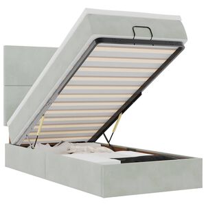 vidaXL Osmansk&yacute; r&aacute;m postele s matracmi svetlosiv&aacute; 90x190 cm zamat