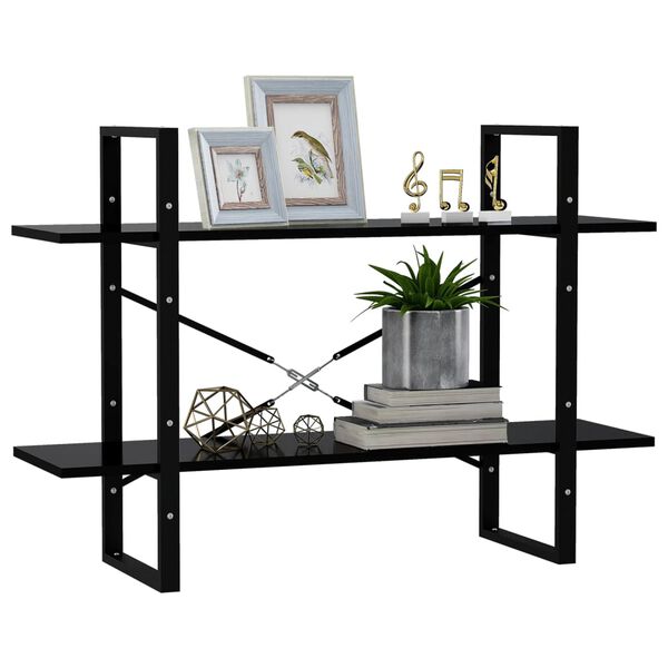 vidaXL Knižnica s 2 policami, čierna 100x30x70 cm, kompozitné drevo