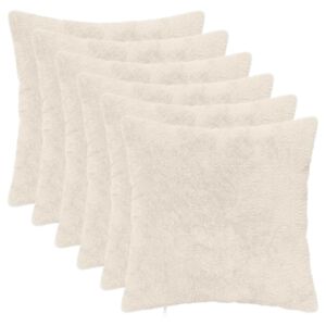 vidaXL Poťah na podložku 6 ks HEERLEN Biela 30 x 30 cm Umel&aacute; kr&aacute;ličia