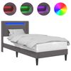 vidaXL R&aacute;m postele s LED p&aacute;sikmi Siv&aacute; 100 x 200 cm Umel&aacute; koža