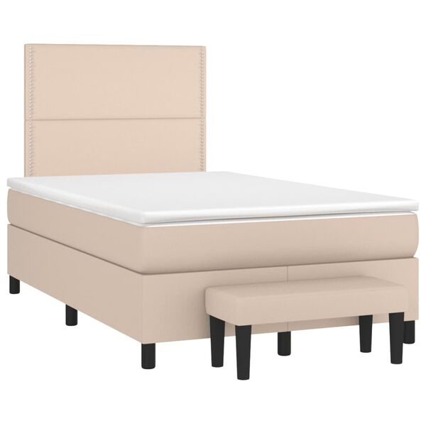 vidaXL Boxspring posteľ+matrac, kapuč&iacute;nov&aacute; 120x190cm, umel&aacute; koža