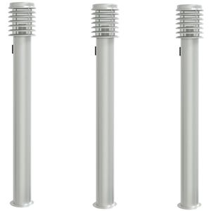 vidaXL Vonkaj&scaron;ie stojace lampy z&aacute;suvka 3ks strieborn&eacute; 110cm nehr. oceľ