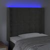 vidaXL Čelo postele s LED tmavosiv&eacute; 93x16x118/128 cm zamat