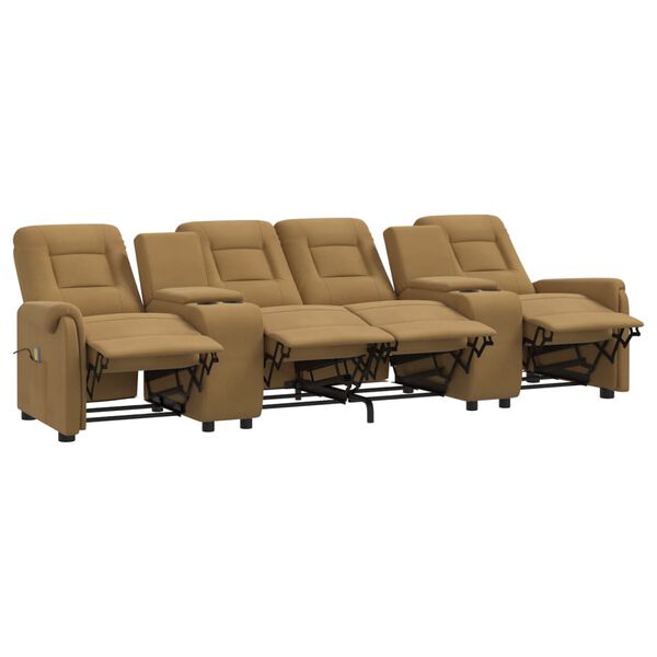 vidaXL 4-miestne skl&aacute;pacie mas&aacute;žne kreslo+držiaky na poh&aacute;re, sivohned&eacute;