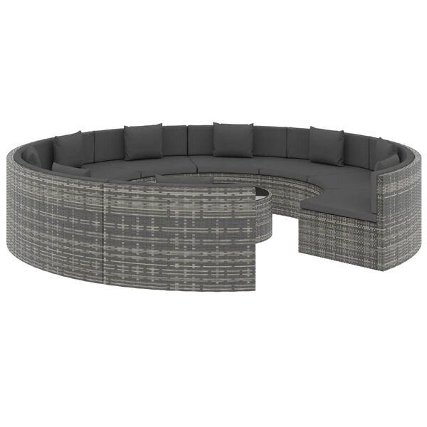 vidaXL 10-dielna z&aacute;hradn&aacute; sedacia s&uacute;prava s podložkami polyratan siv&aacute;