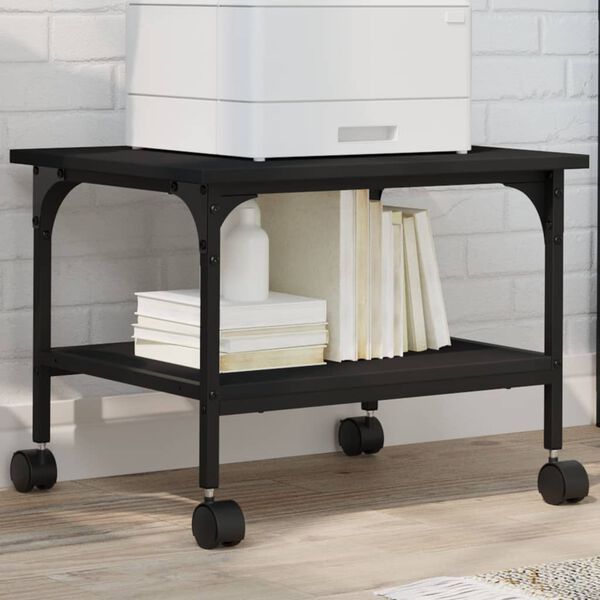 vidaXL Stojan na tlačiareň, 2 police, čierny 50x40x38 cm