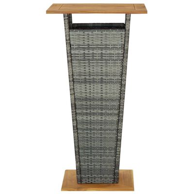 vidaXL Barový stôl sivý 60x60x110 cm polyratan a akáciový masív