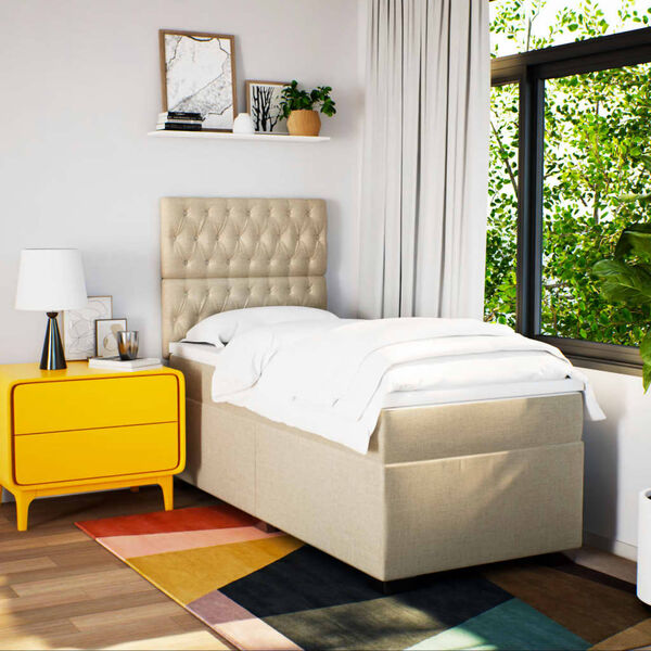 vidaXL Boxspring posteľ s matracom kr&eacute;mov&aacute; 100x200 cm l&aacute;tka