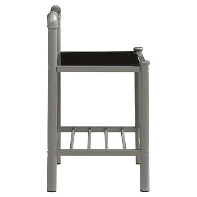 vidaXL Nočný stolík sivý a čierny 45x34,5x62,5 cm kov a sklo
