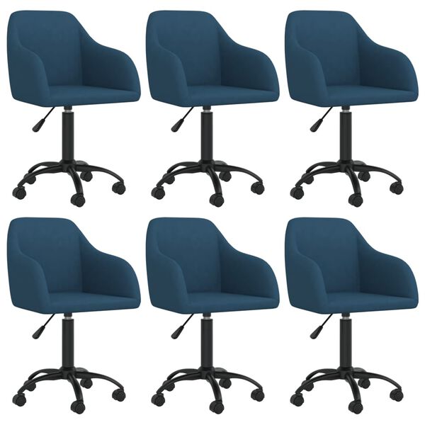 vidaXL Otočné jedálenské stoličky 6 ks modré zamatové