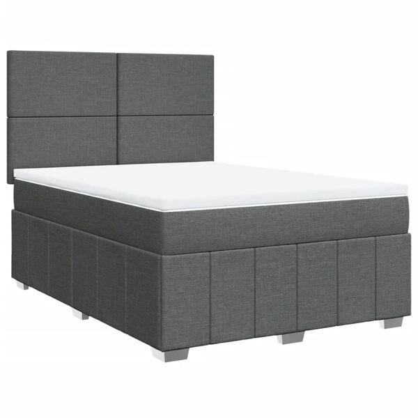 vidaXL Boxspring posteľ s matracom tmavosiv&aacute; 140x190 cm l&aacute;tka