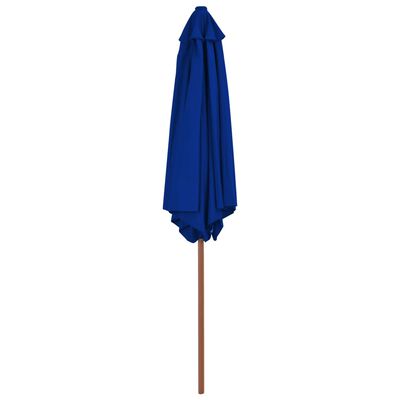 vidaXL Vonkajší slnečník s drevenou tyčou modrý 270 cm