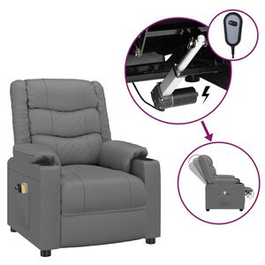 vidaXL Elektrick&eacute; mas&aacute;žne kreslo siv&eacute; umel&aacute; koža