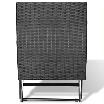 vidaXL Skladacia stolička, polyratan, čierna