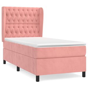 vidaXL Posteľn&yacute; r&aacute;m boxsping s matracom ružov&yacute; 80x200 cm zamat