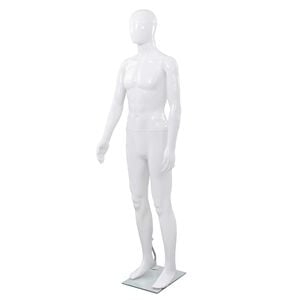 vidaXL P&aacute;nska figur&iacute;na, sklenen&yacute; podstavec, leskl&aacute; biela 185 cm
