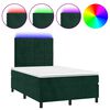 vidaXL Posteľn&yacute; r&aacute;m boxsping matrac a LED tmavozelen&yacute; 120x200 cm zamat