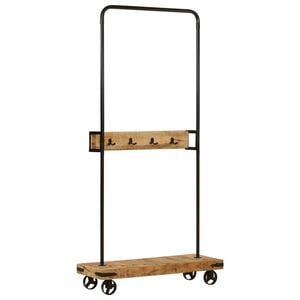 vidaXL Ve&scaron;iak na oblečenie s kolieskami 90x35x190 cm mango a železo