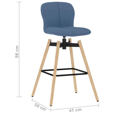 vidaXL Otočné barové stoličky 2 ks modré látkové