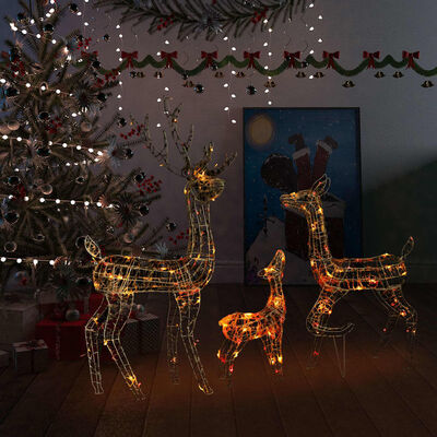 vidaXL Akrylová sobia rodinka vianočná dekorácia 300 LED farebná
