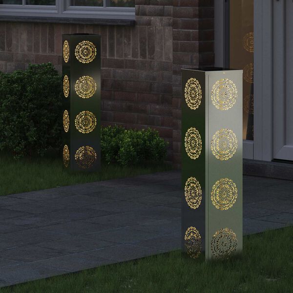 vidaXL Sol&aacute;rne LED svetlo na chodn&iacute;k 2 pcs Strieborn&aacute; Pozinkovan&aacute; oceľ