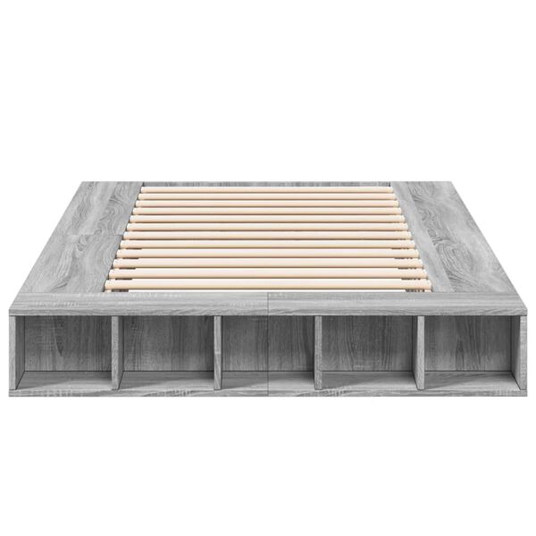 vidaXL Posteľný rám sivý dub sonoma 140x190 cm borovicový masív