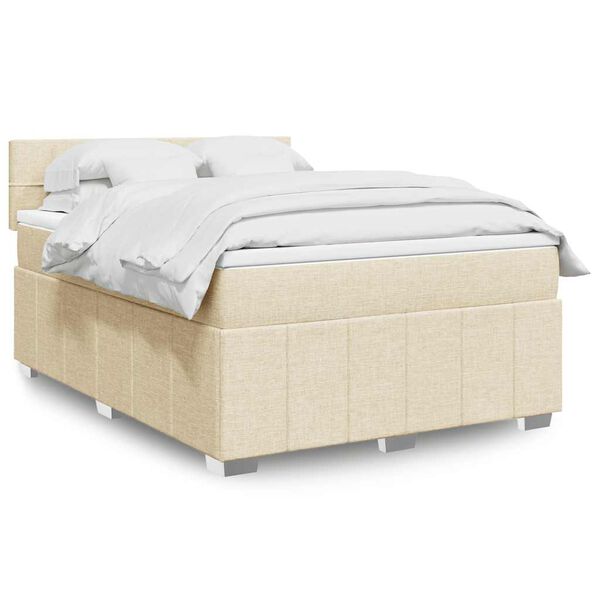 vidaXL Boxspring posteľ s matracom kr&eacute;mov&yacute; 140x190 cm l&aacute;tka