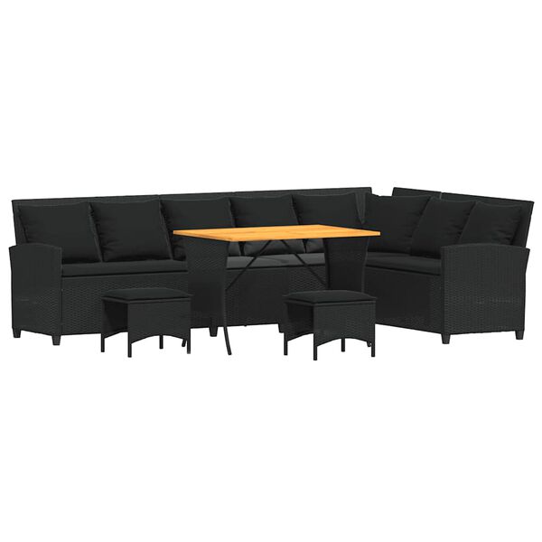 vidaXL 4-dielna z&aacute;hradn&aacute; sedacia s&uacute;prava s podložkami tvare L čierna
