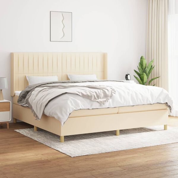 vidaXL Boxspring posteľ s matracom kr&eacute;mov&aacute; 200x200 cm l&aacute;tka