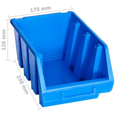 vidaXL Stohovacie úložné nádoby 20 ks modré plastové