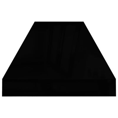 vidaXL Plávajúce nástenné police 4ks, lesklé čierne 90x23,5x3,8cm, MDF
