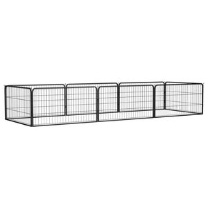 vidaXL Ohr&aacute;dka pre psov 8 panelov čierna 100x50 cm pr&aacute;&scaron;kovan&aacute; oceľ