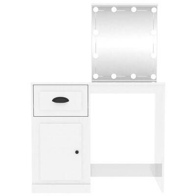 vidaXL Toaletný stolík s LED lesklý biely 90x50x132,5 cm sprac. drevo