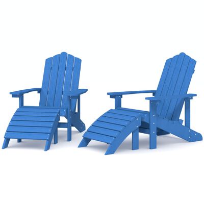 vidaXL Záhradné stoličky s podnožkami Adirondack 2 ks HDPE aqua modré