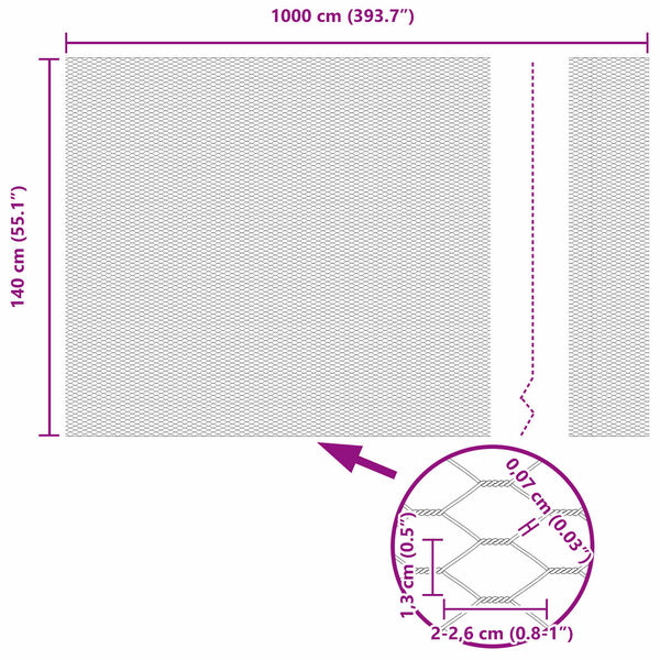 vidaXL Hexagonálny plot Zelená 1.4 x 10 m Oceľ