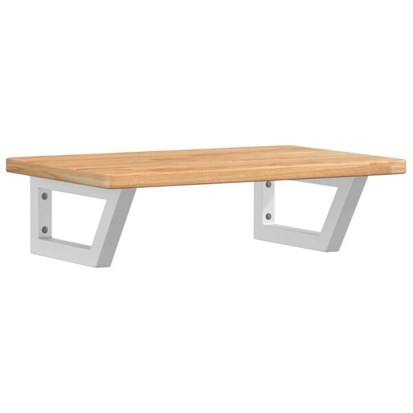 vidaXL Polica pod umývadlo, nástenná, oceľ a dubový masív