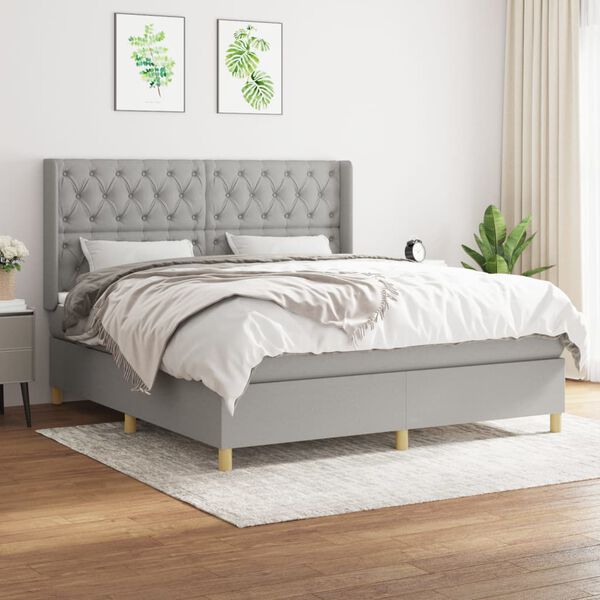 vidaXL Boxspring posteľ s matracom svetlosiv&aacute; 100x200 cm l&aacute;tka