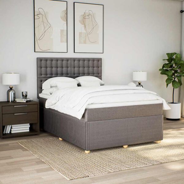 vidaXL Posteľn&yacute; r&aacute;m boxspring s matracom sivohned 160x200 cm l&aacute;tka