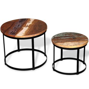vidaXL Konferenčn&eacute; stol&iacute;ky 2 ks, recyklovan&yacute; mas&iacute;v, okr&uacute;hle 40cm/50cm