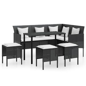 vidaXL 5-dielny z&aacute;hradn&yacute; sedac&iacute; set v tvare L a vank&uacute;&scaron;e polyratan