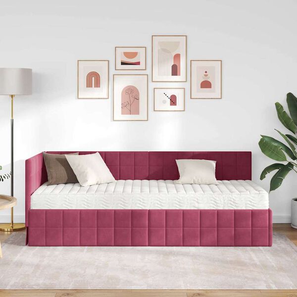 vidaXL Rohov&yacute; r&aacute;m postele s matracom 2 pcs Zelen&aacute; Zamat