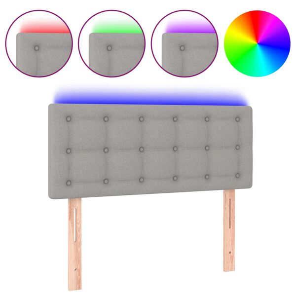 vidaXL Čelo postele s LED bledosiv&eacute; 100x5x78/88 cm l&aacute;tka