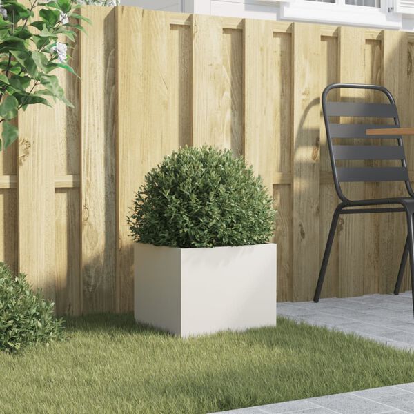 vidaXL Kvetin&aacute;č biely 32x30x29 cm oceľ