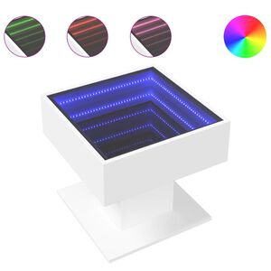 vidaXL Konferenčn&yacute; stol&iacute;k s LED biely 50x50x45 cm kompozitn&eacute; drevo