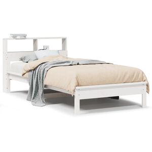 vidaXL Posteľ s knižnicou bez matraca biela 75x190 cm borovicov&yacute; mas&iacute;v