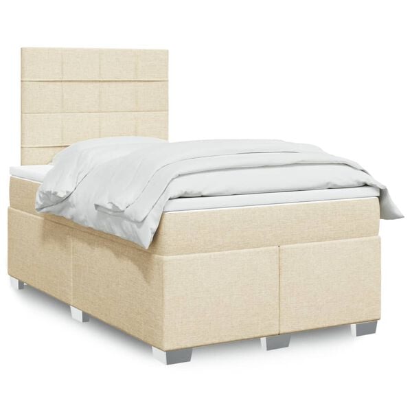 vidaXL Boxspring posteľ s matracom kr&eacute;mov&yacute; 120x200 cm l&aacute;tka