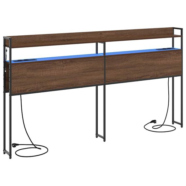 vidaXL &Uacute;ložn&eacute; čelo s poličkou Hned&yacute; dub 180 cm Kompozitn&eacute; drevo