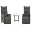 vidaXL Sklápacie záhradné kreslá 2 ks so stolíkom, sivé, polyratan