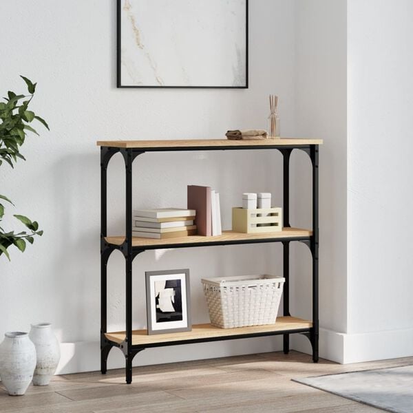 vidaXL Konzolový stolík, dub sonoma, 75x22,5x75 cm, imitácia dreva