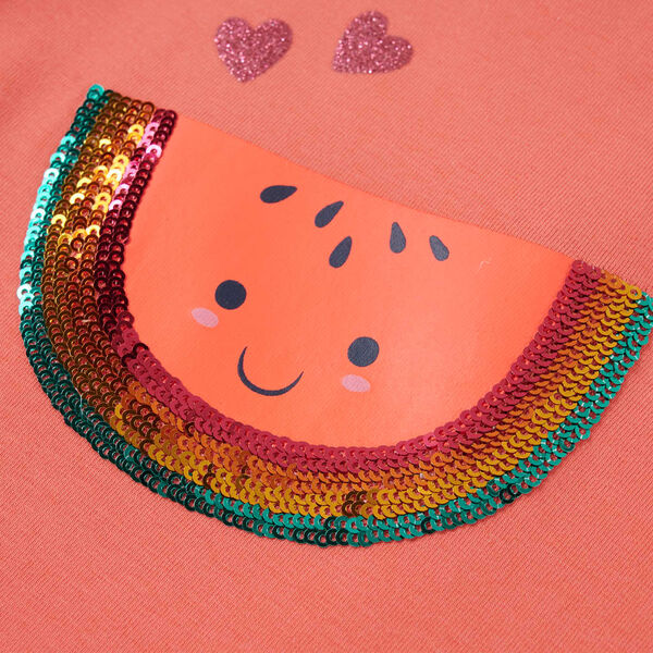 Detsk&eacute; tričko s vol&aacute;nov&yacute;mi ruk&aacute;vmi koralov&eacute; 140